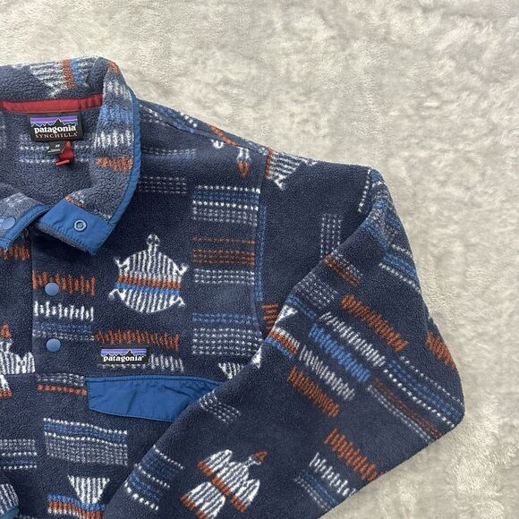 Patagonia Synchilla Snap-T Fleece Native Blue Thunderbird Turtle Tribal XS - Picture 4 of 12